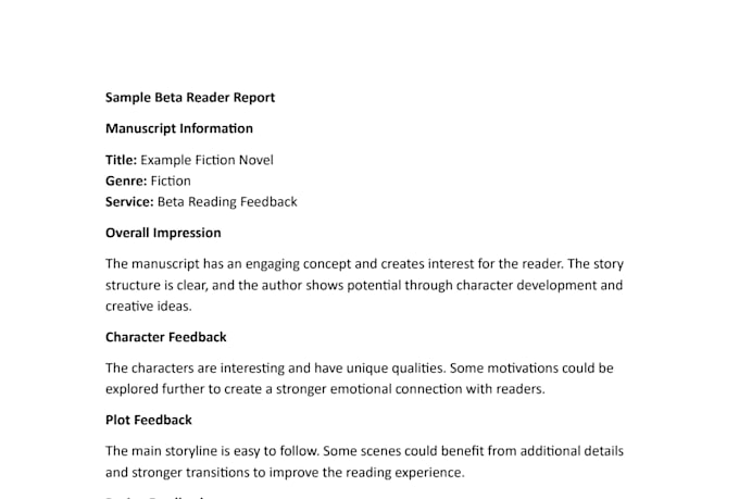 be your beta reader and provide detailed manuscript feedback